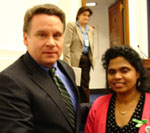Slavery survivor with Congressman Christopher Smith after her testimony before the House of Representatives