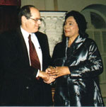 Coretta Scott King presents the Boston Freedom Award to AASG President Charles Jacobs