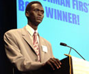 Former slave Francis Bok receives the Suze Orman First Book Award