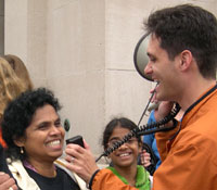 AASG board member Jesse Sage and slavery survivor Beatrice Fernando at 2005's Boston Freedom March